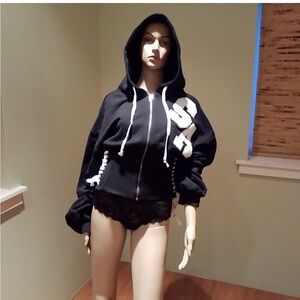 AKIRA SA Lattice Lace Bow Tie Hoodie Sweater Sweatshirt Varsity Letter